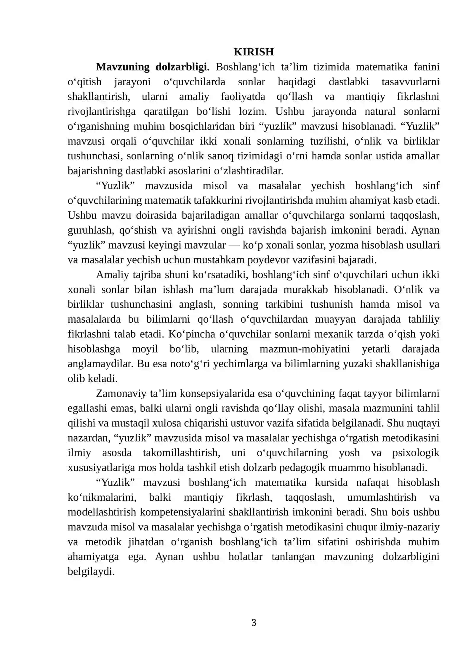 YUZLIK Mavzusida Misol va Masalalar Yechishga O‘rgatish Metodikasi 3