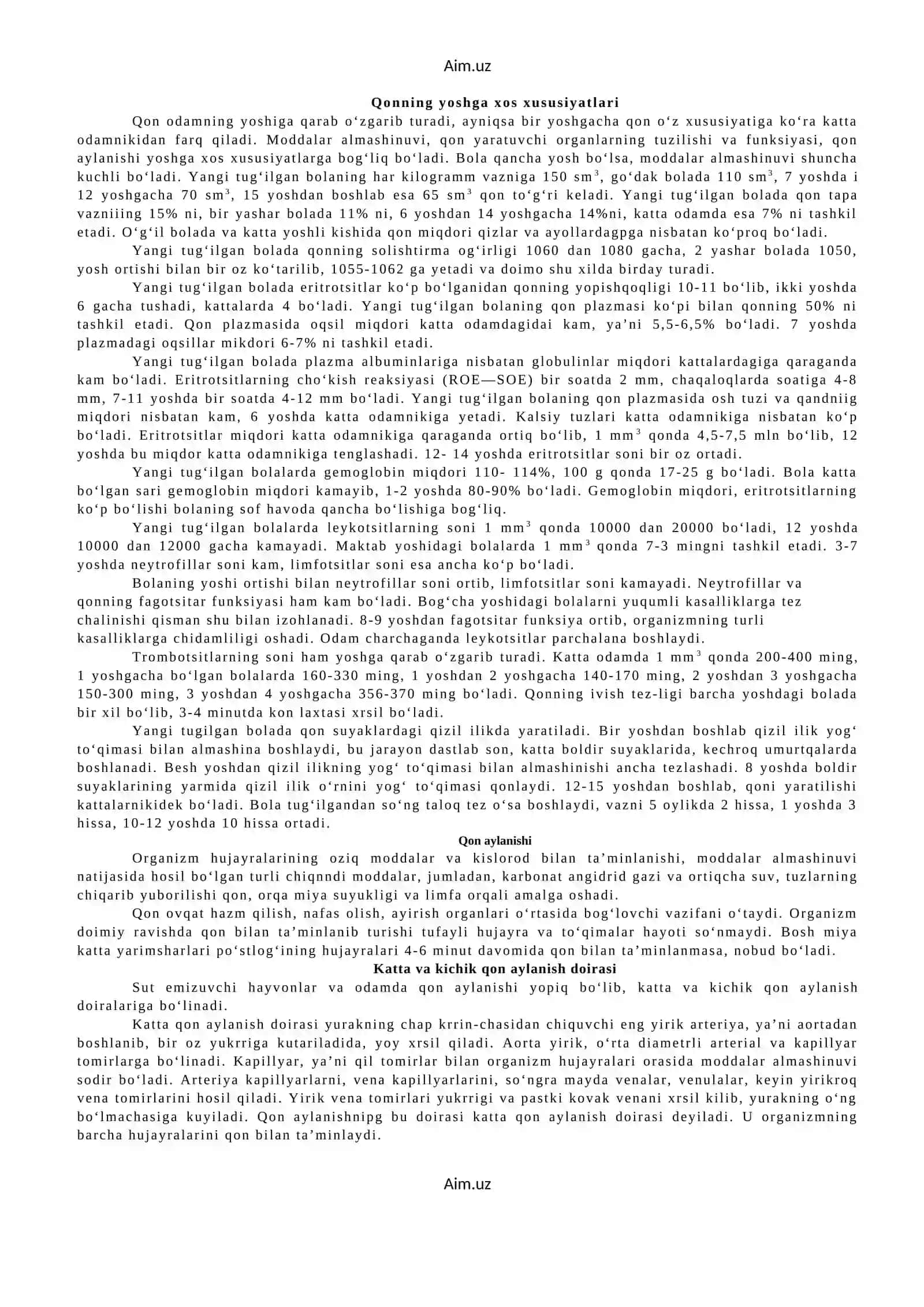 Yurak-qon tomirlarining tuzilishi fiziologiyasi va yosh xususiyatlari 3