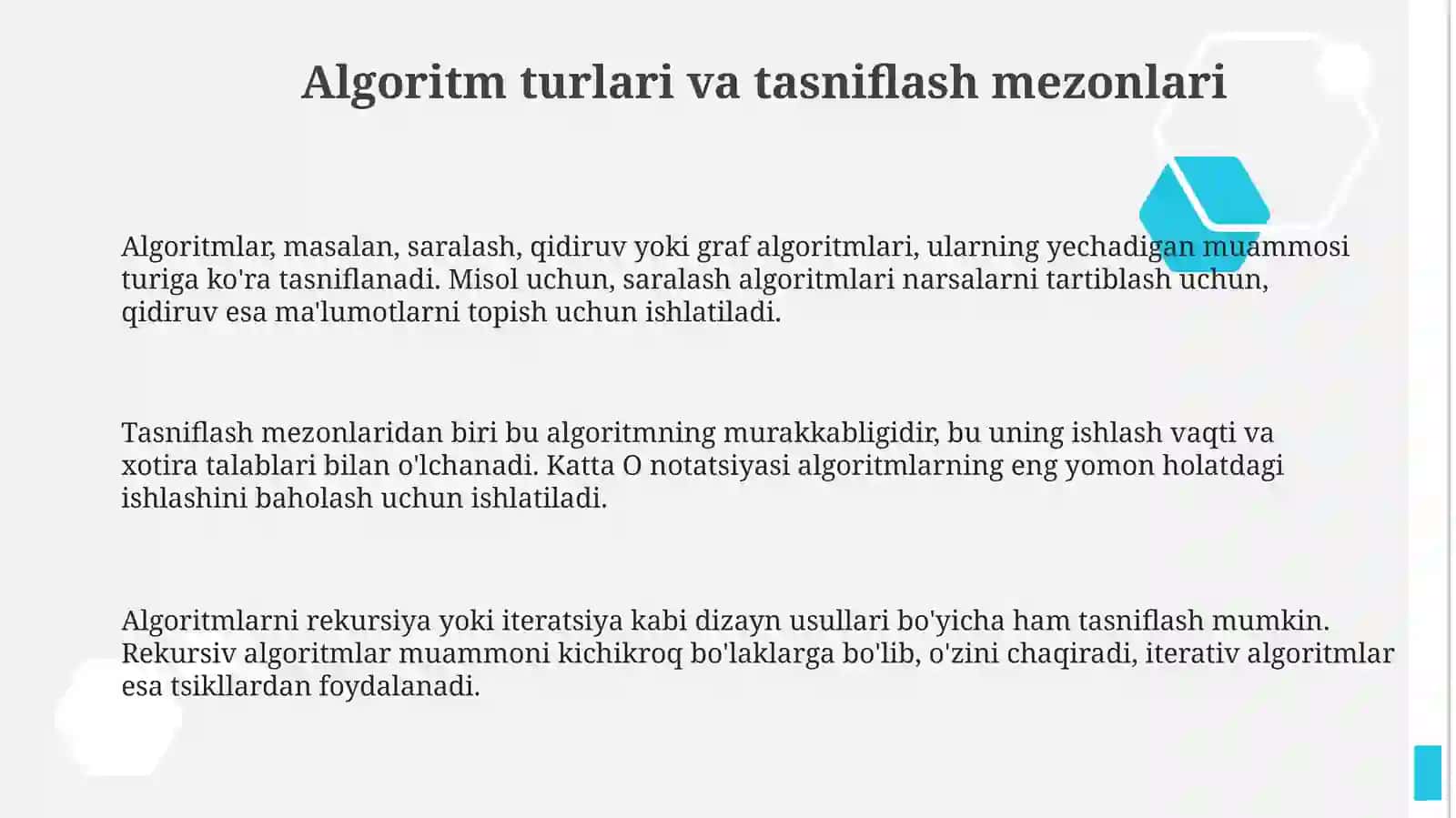 Algoritm turlari va tasniflash mezonlari 3