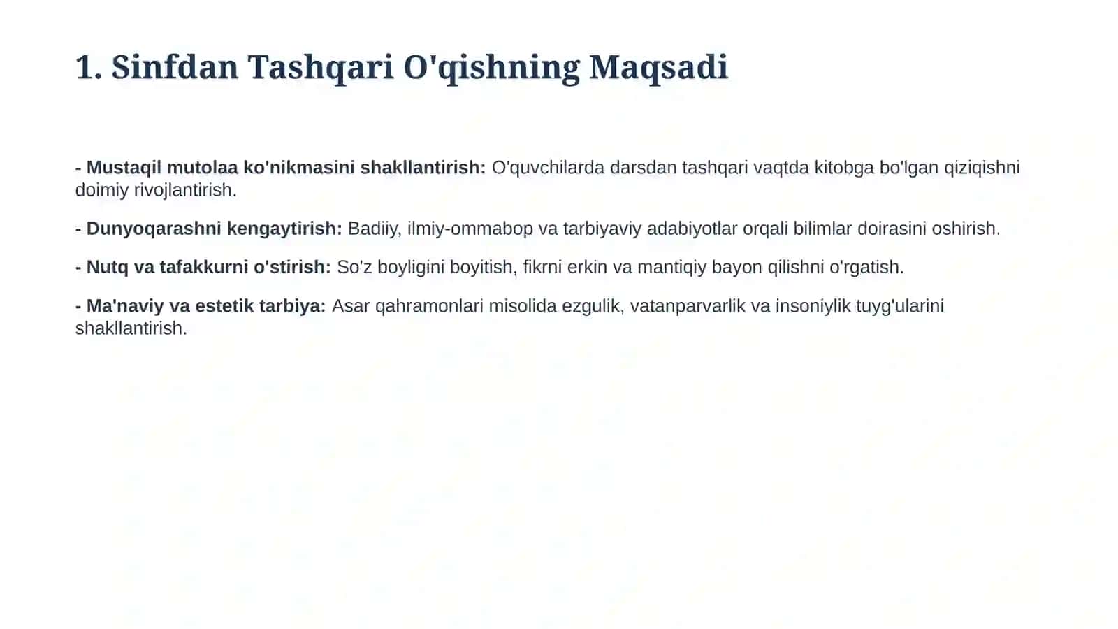 Sinfdan Tashqari O'qish va Uni Tashkil Etish 3