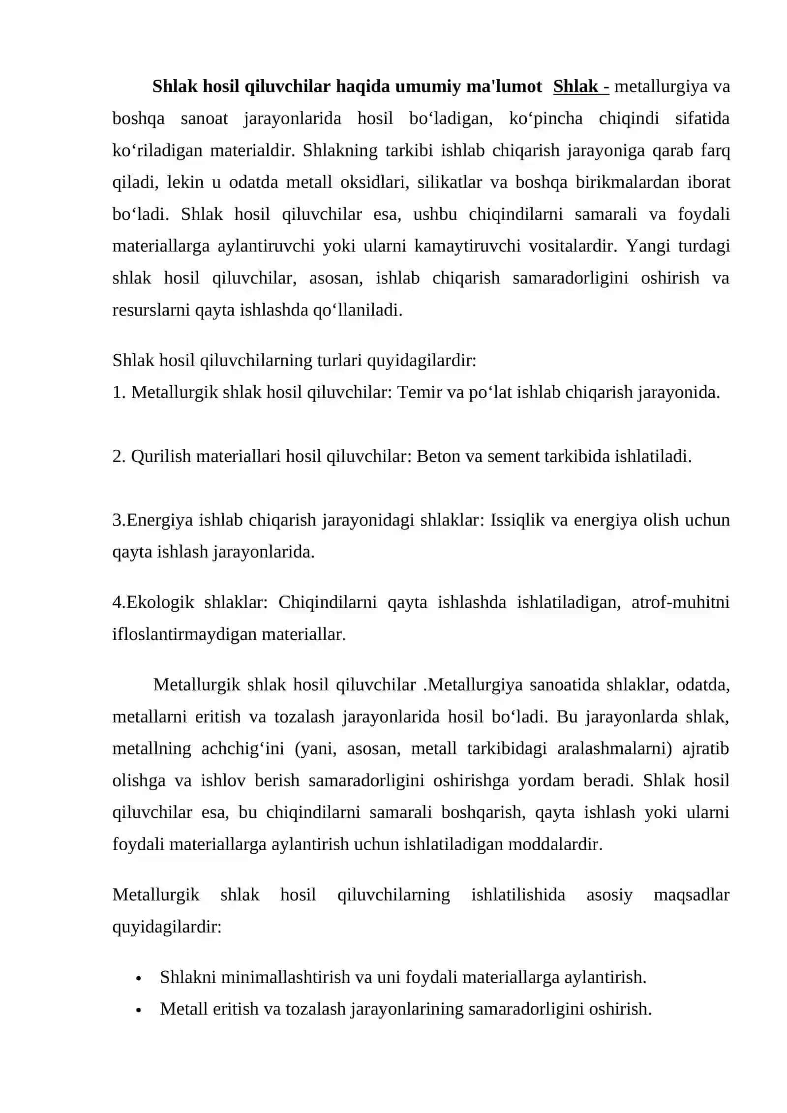 Yangi turdagi shlak hosil qiluvchilarni sanoatda qo’llanilishi 3