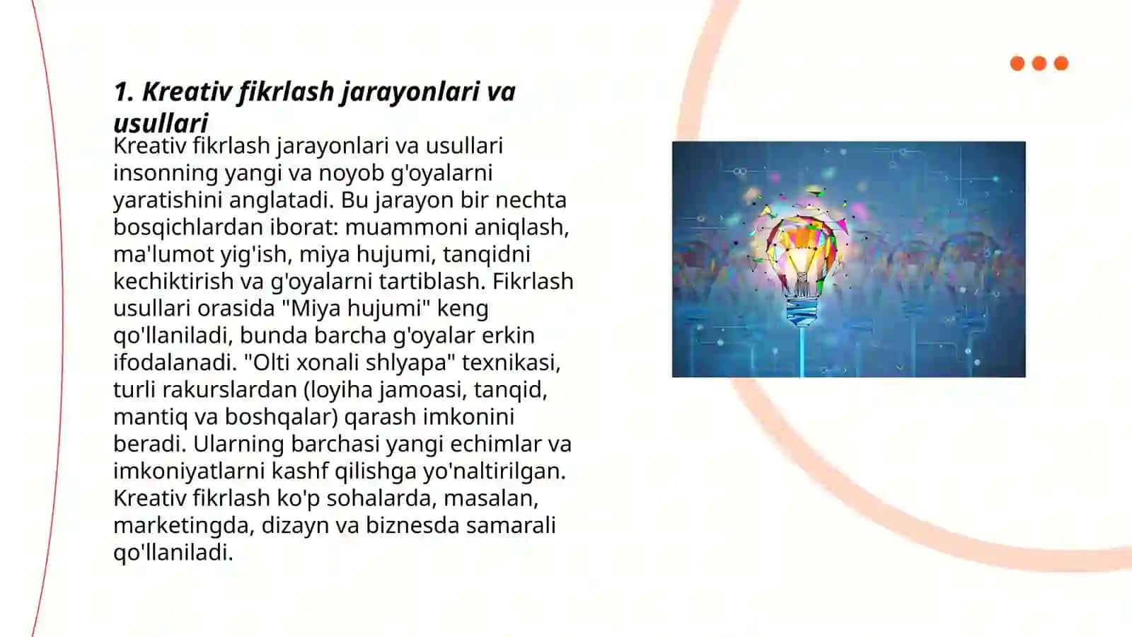Kreativ fikrlash jarayonlari va usullari 3