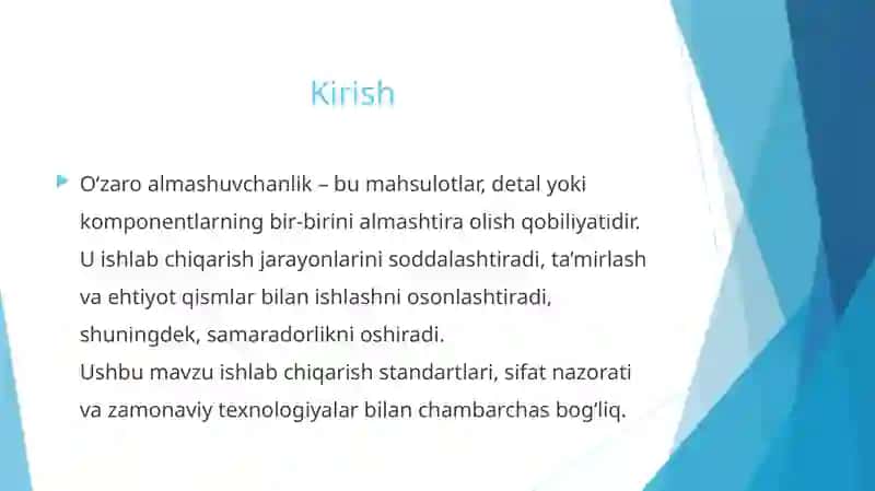 O‘zaro almashuvchanlik va uning turlari 3