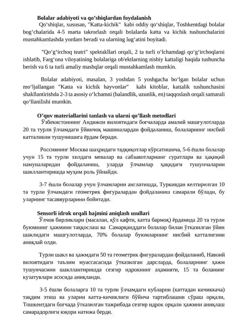 Maktabgacha yoshdagi bolalarda buyumning o‘lchami haqidagi tasavvurlarni shakllantirish usullari 3