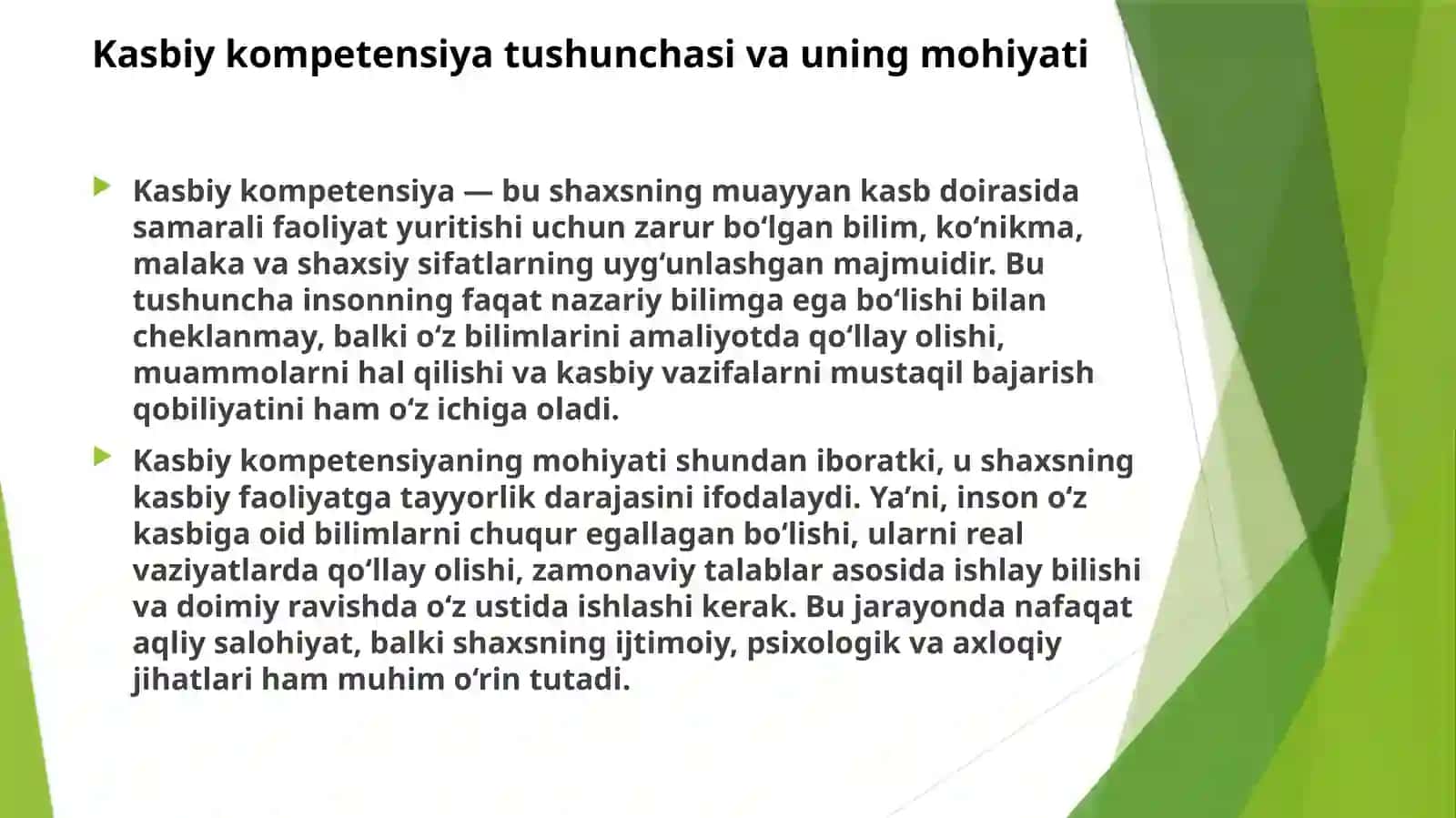 Kasbiy kompetensiya va uning nisbatan yondashuvlar 3