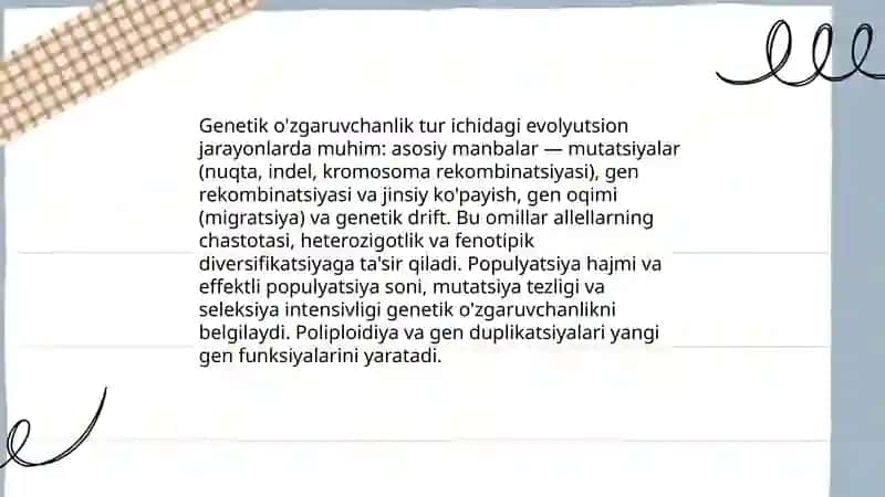 Tur ichidagi evolyutsion jarayonlar 3