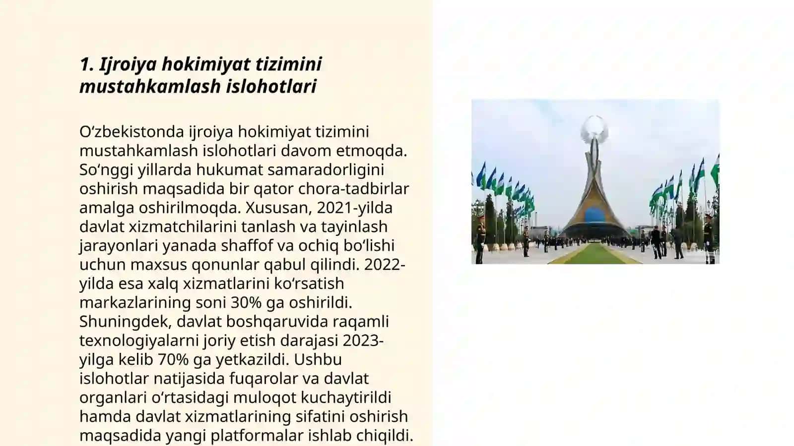 Ijroiya hokimiyat tizimini mustahkamlash islohotlari 3