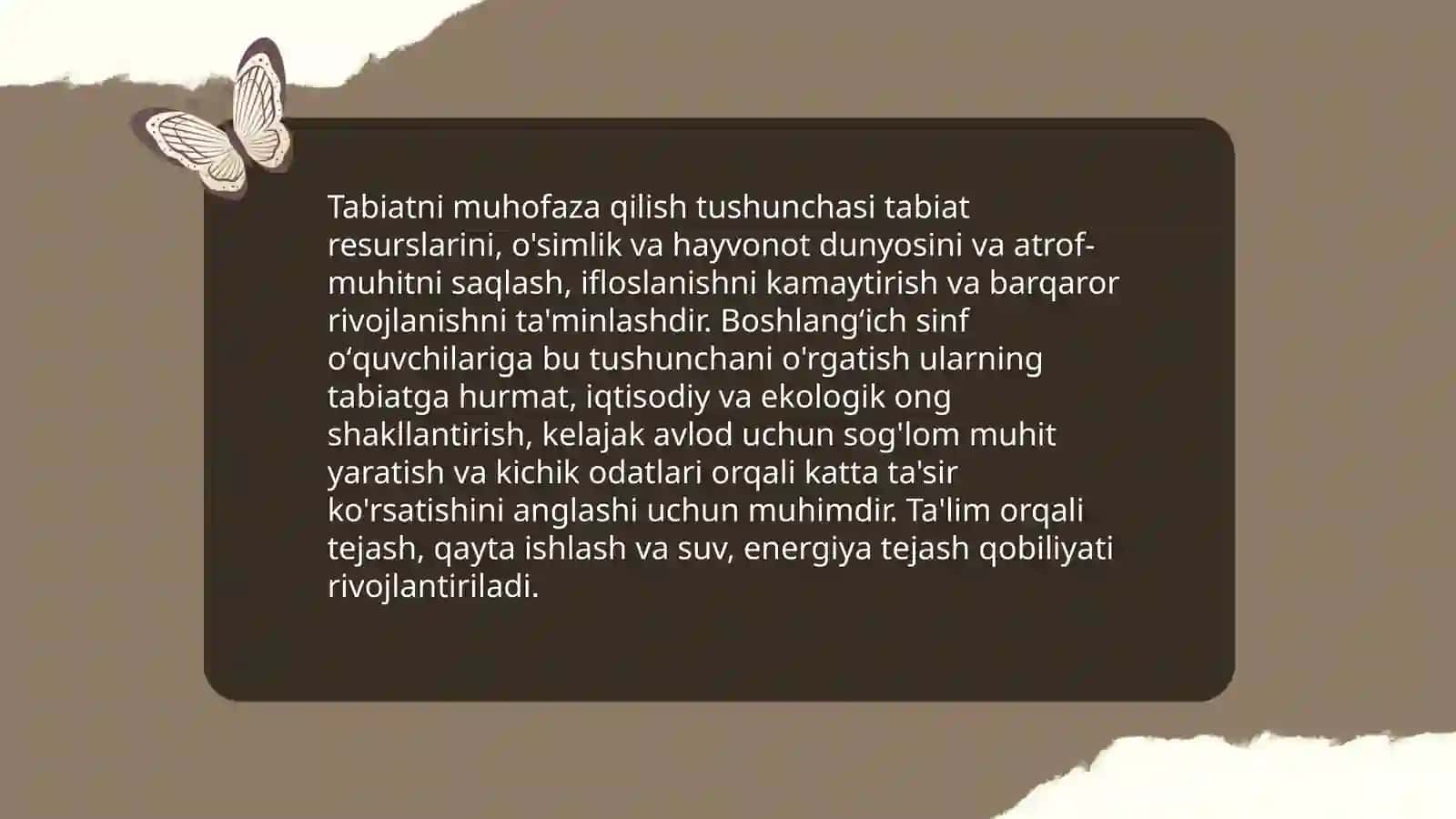 Tabiatni muhofaza qilish usullarini oʻrgatish 3