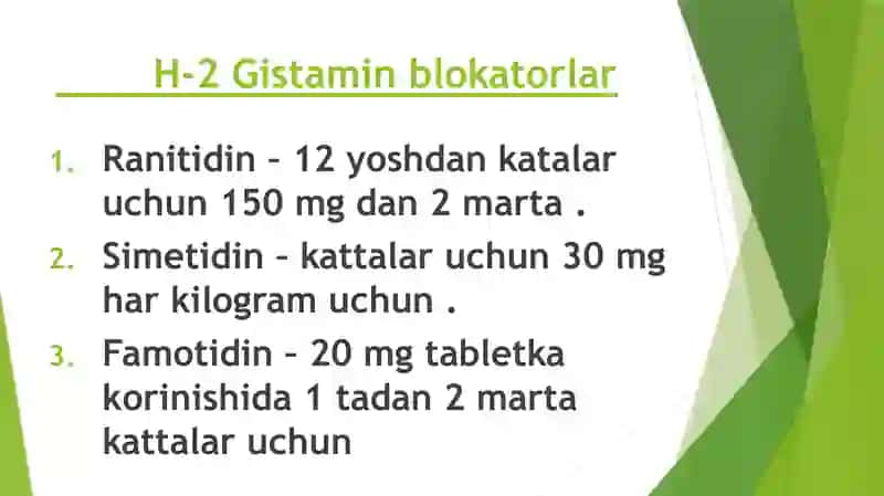 Gastroenterologiya sikli uchun ishlatiladigan dorilar toplami va dozalari 3