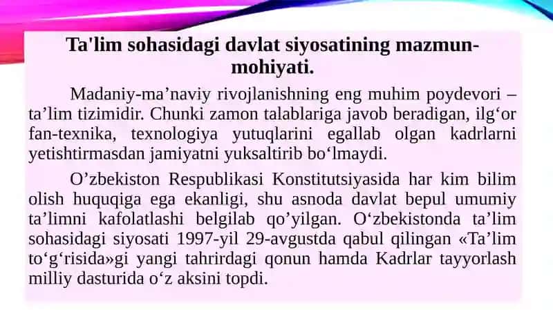 Madaniy-ma’naviy va ta’lim sohasidagi islohotlar 3