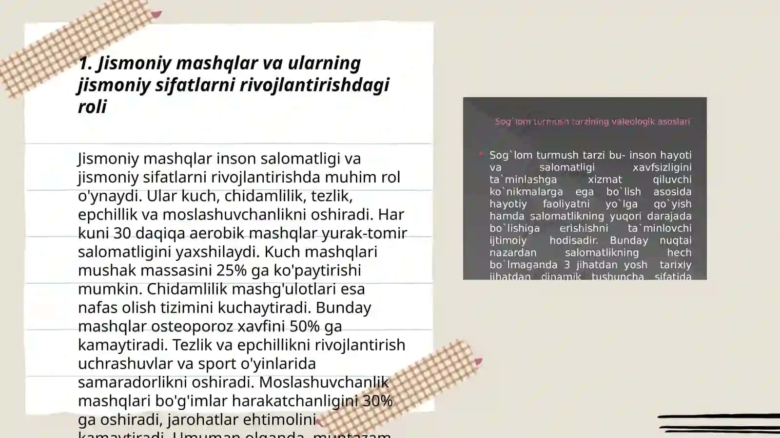 Epchillik yoʻnalishida jismoniy sifat xususiyatlarini rivojlantiruvchi jismoniy mashqlar 3