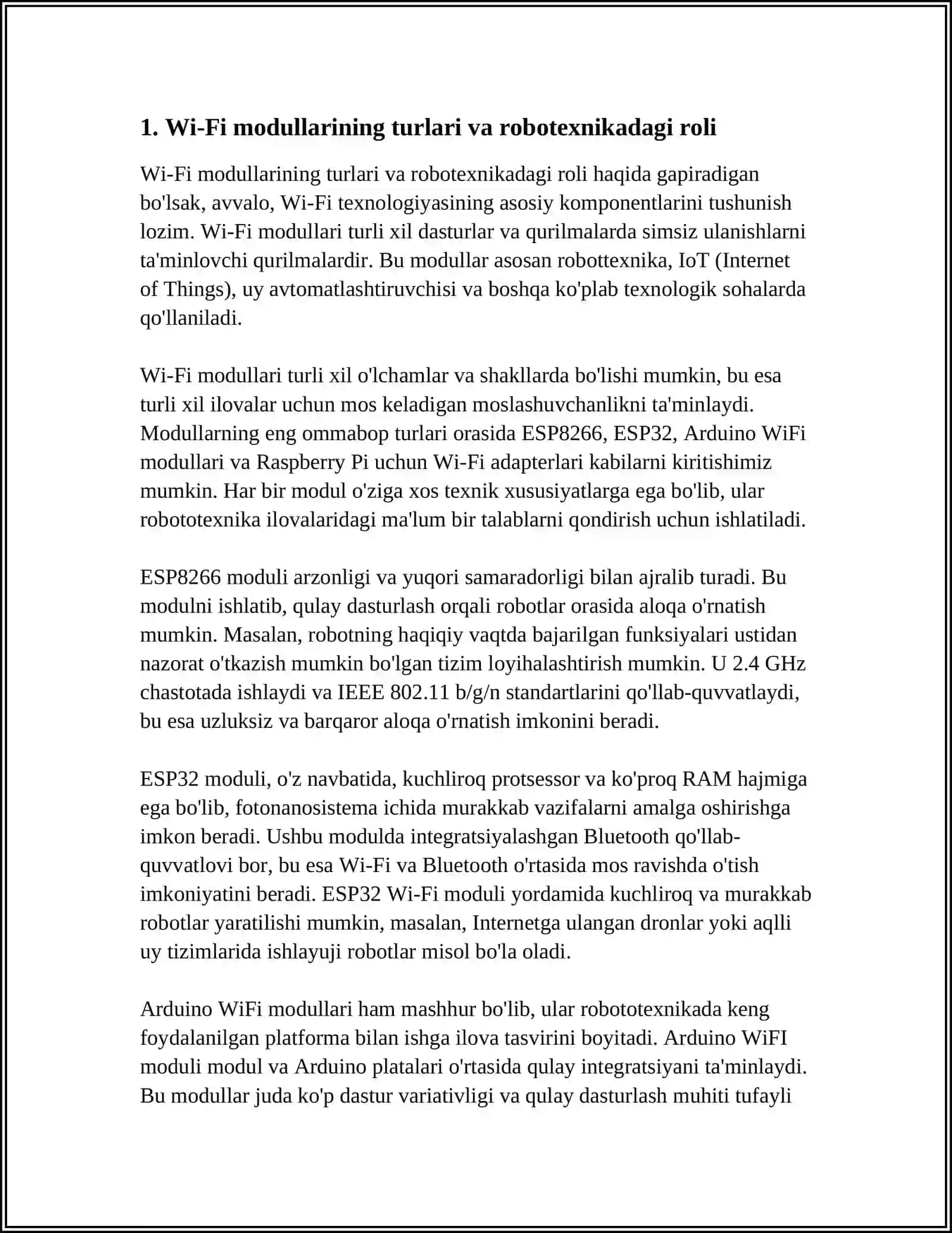 ROBOTEXNIKADA WIFI MODUL VA UNING QOʻLLANILISHI 3