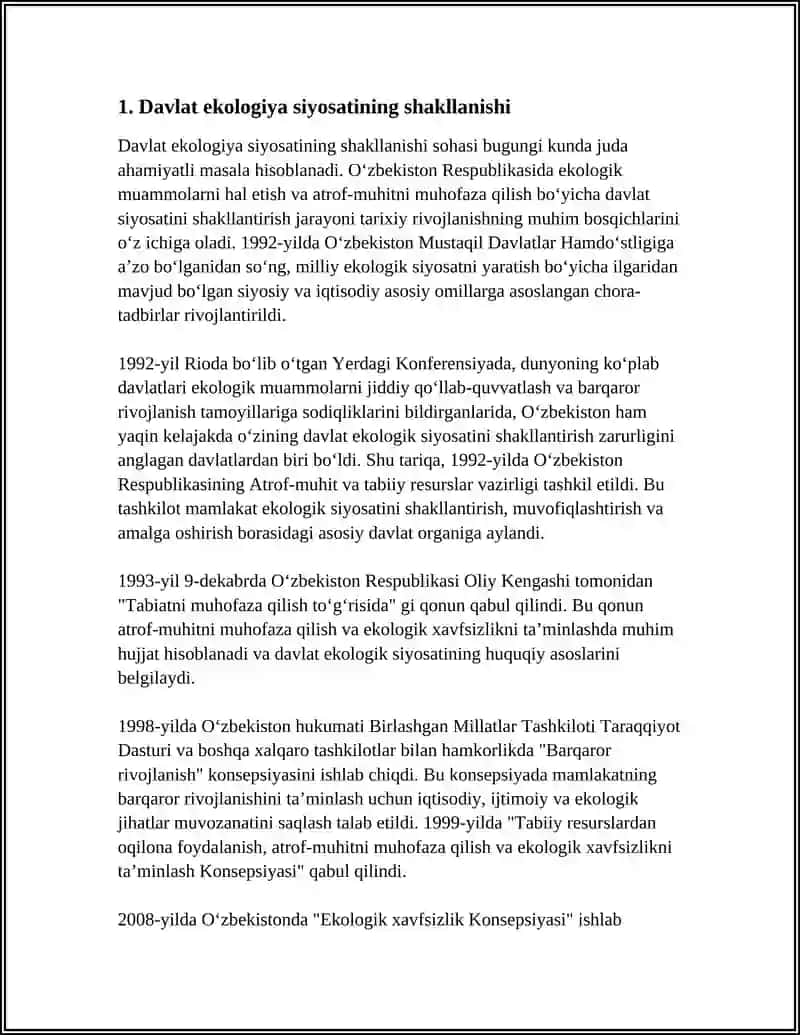 MUSTAQILLIK YILLARIDA EKOLOGIYA SOHASIDA AMALGA OSHIRILGAN ISLOHOTLAR 3