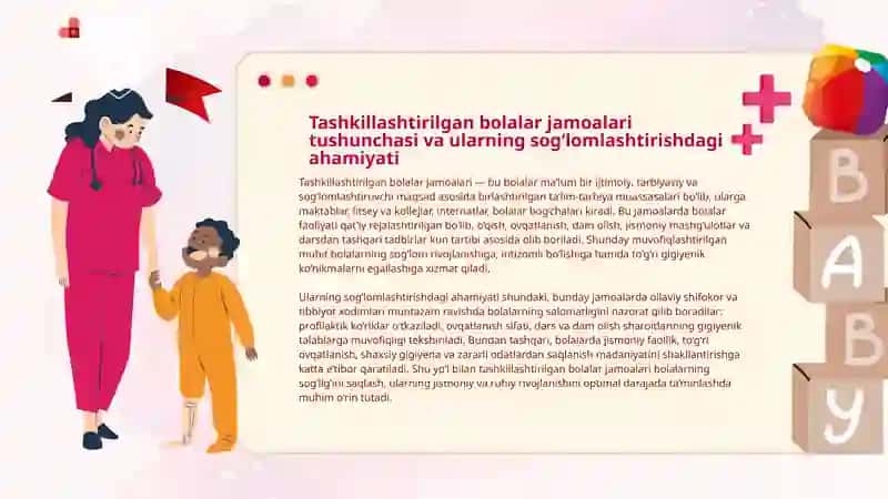 Tashkillashtirilgan bolalar jamoalarida oilaviy shifokor ishining gigiyenik jihatlari 3
