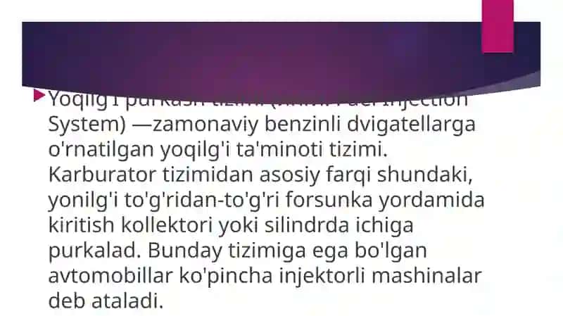Dvigatelni yonilg'i bilan ta'minlash maqsadida haqida. 3