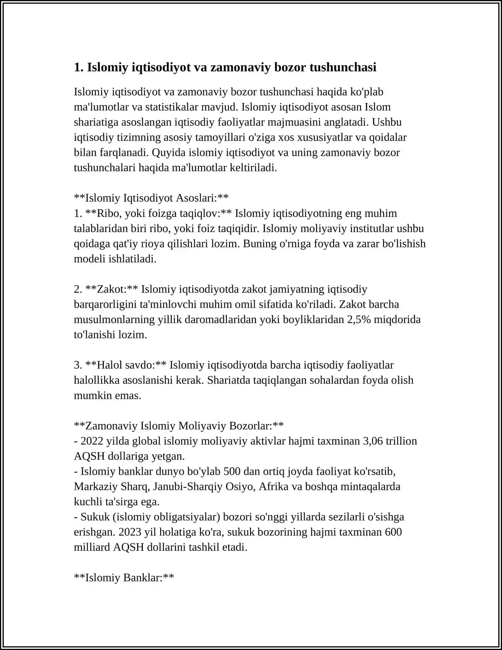 ISLOM IQTISODIYOTINING ZAMONAVIY BOZORGA TASIRI 3