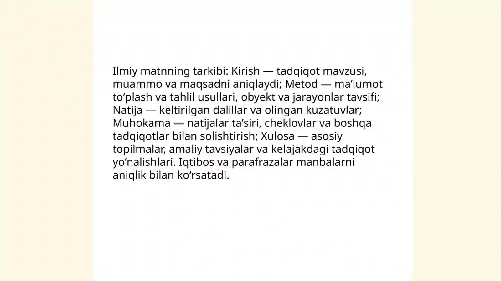 Ilmiy matnda dalillar, obyektlar, jarayonlar va xulosalarning berilishi 3