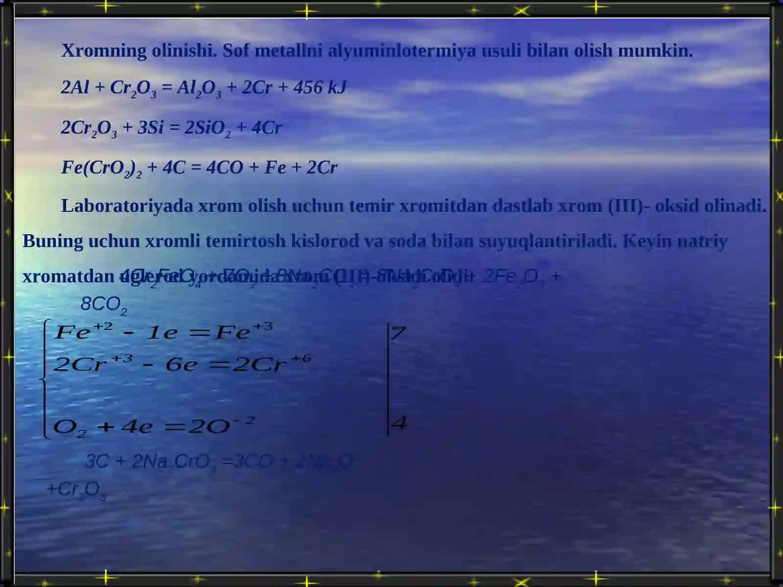VI B guruh elementlari. Xrom va uning birikmalari 3