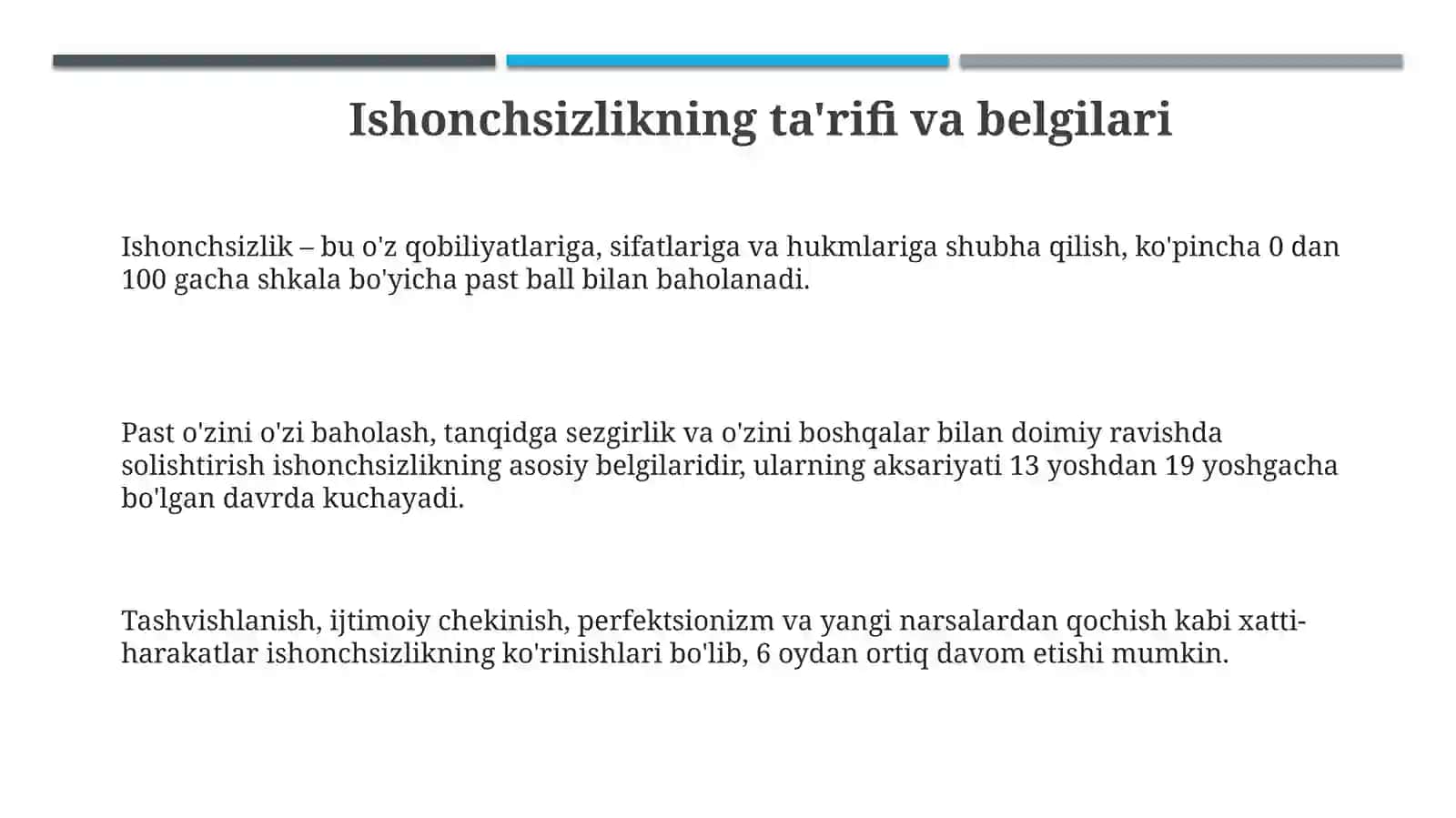 Oʻsmirlik davrida oʻziga ishonch muammolari 3