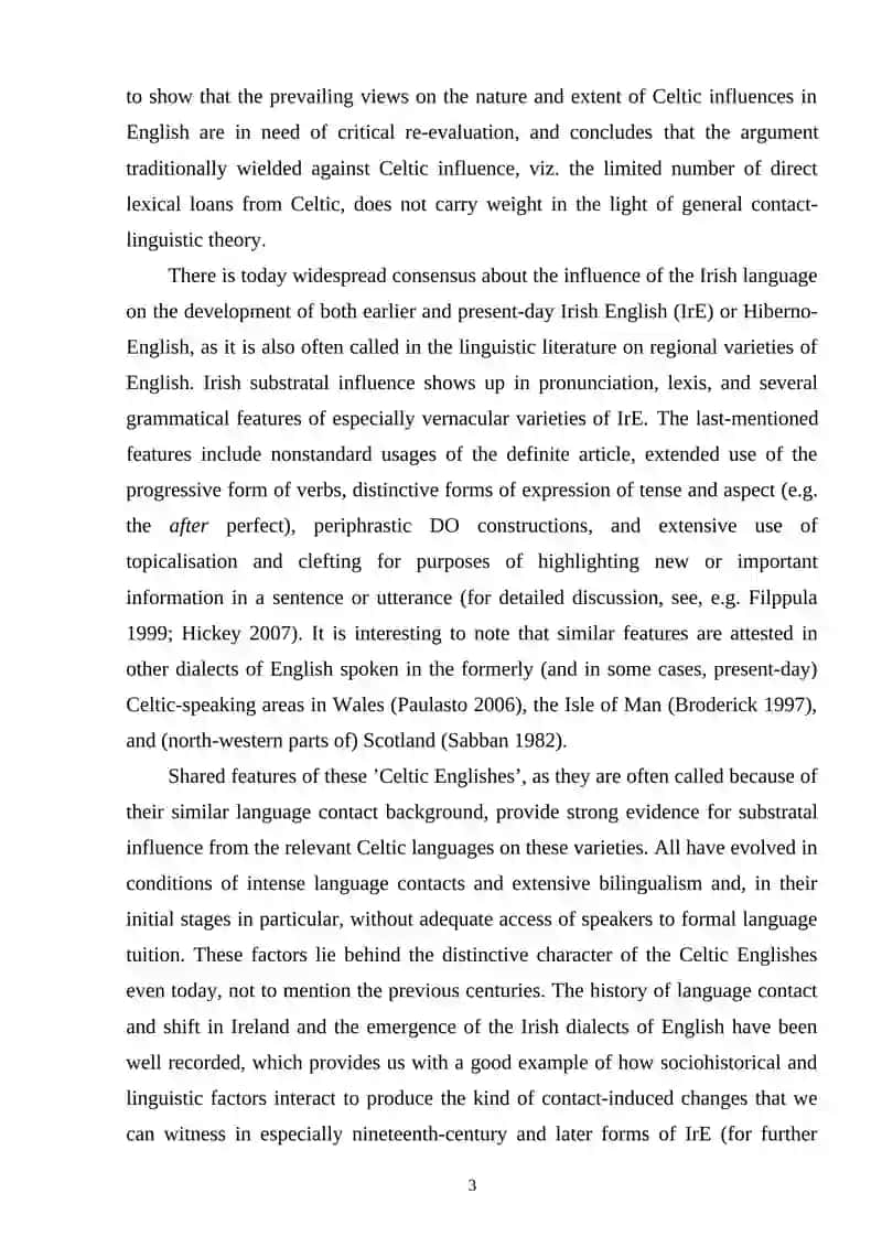 THE CELTIC LANGUAGE AND ITS INFLUENCE ON ENGLISH LANGUAGE 3