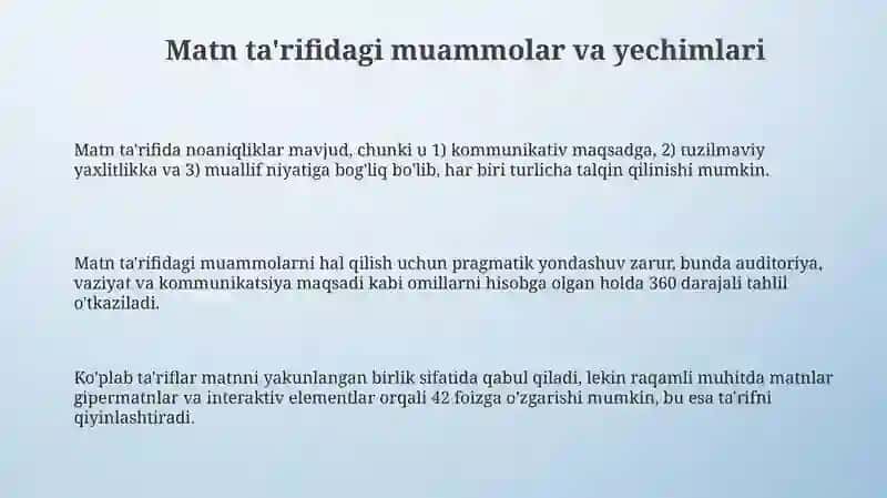 Matn ta'rifidagi muammolar va yechimlari 3