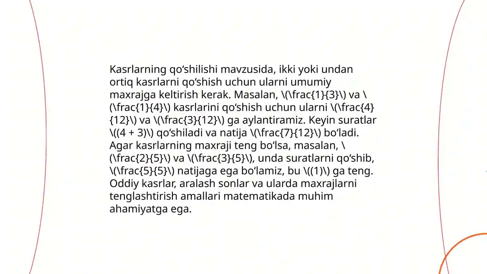 Kasrlar ustida arifmetik amallar 3