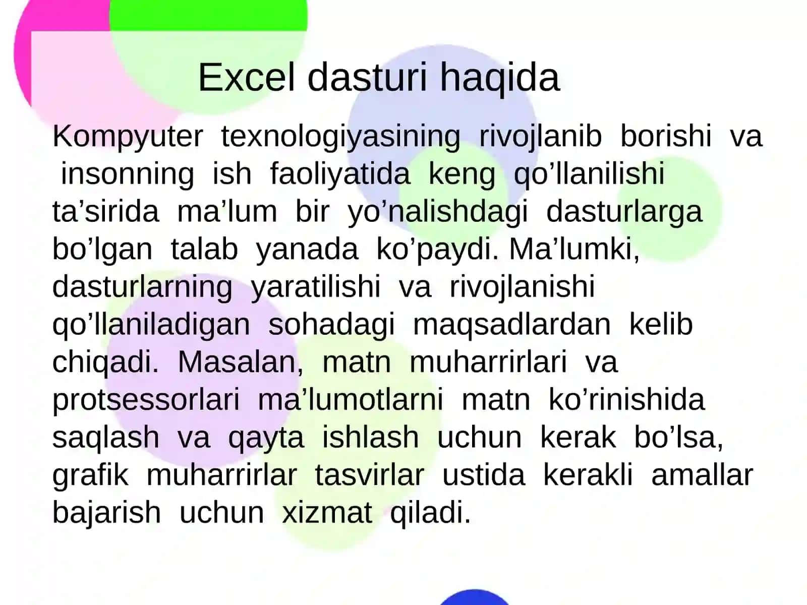 Exceldasturihaqida 3