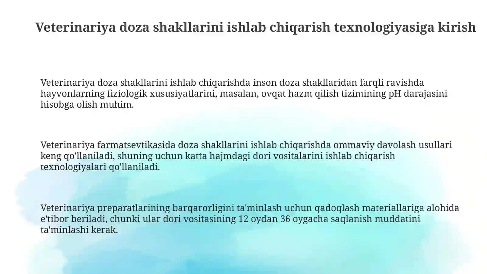 Veterinariya doza shakllarini tayyorlash texnologiyasi 3
