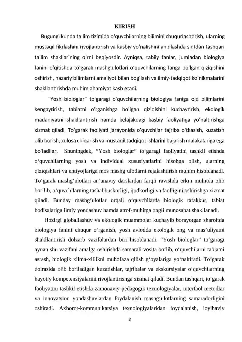 "Yosh biologlar” toʻgaragining ishini tashkil etish metodikasi 3