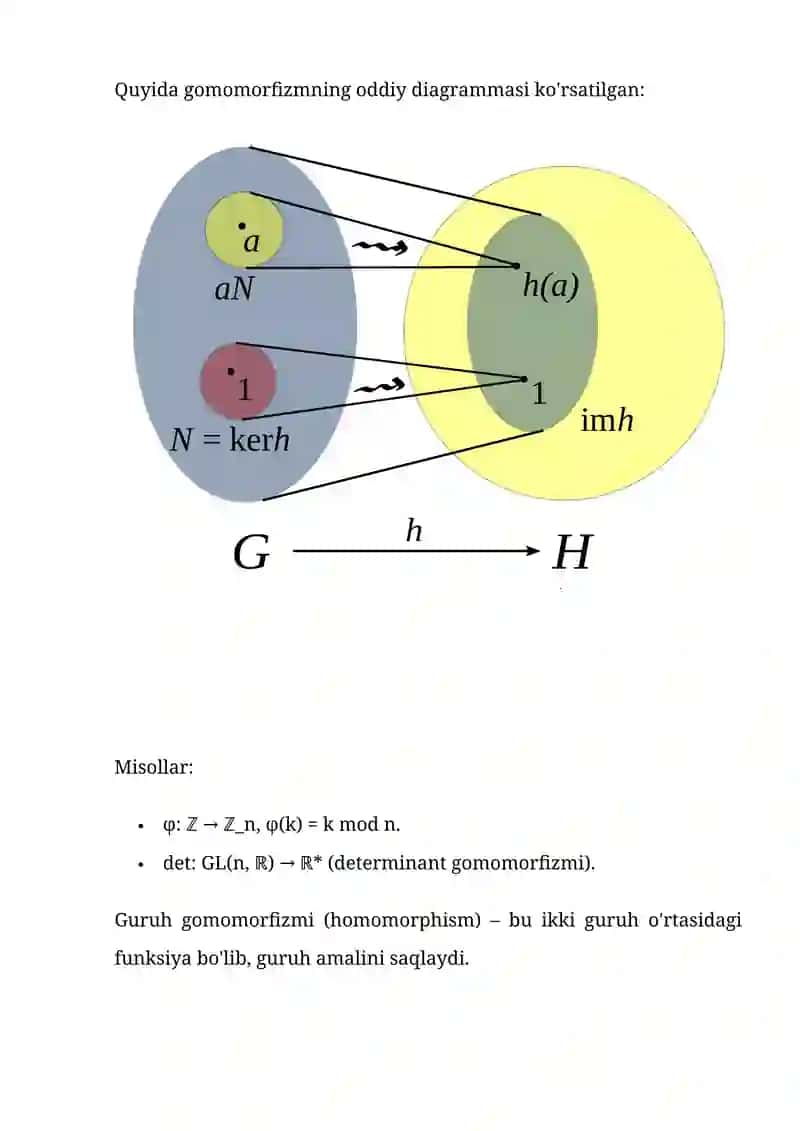 Guruh gomomorfizmlari va izomorfizmlari 3