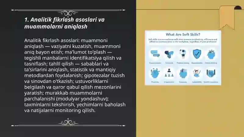 Soft skills – analitik va tahliliy fikrlash. Matnni yaratish va tuzish. Azimjonov Dilshod 3