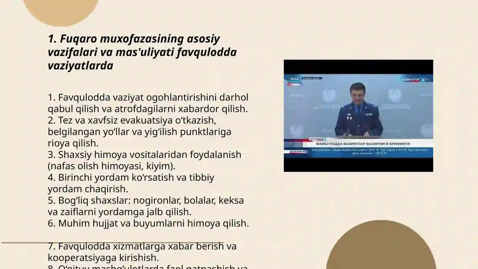 Favqulodda vaziyatlarda fuqaro muxofazasining vazifalari. Favqulodda vaziyatlarda ogohlantirish va harakat qilish davlat tizimi 3