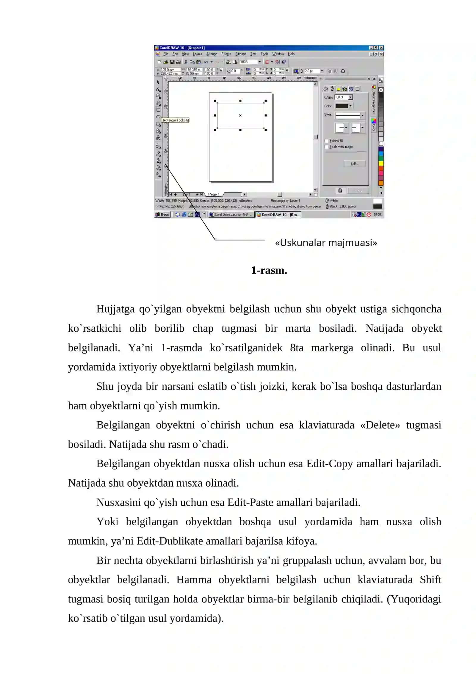 Corel Draw dasturida yol poyi va yol toshamasi kondalang kesimini chizmasini chizish 3