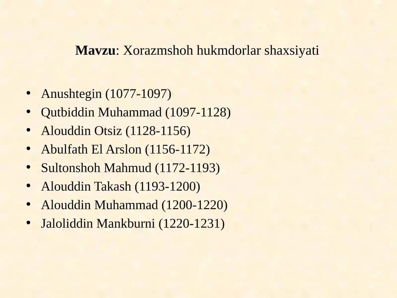 Xorazmshoh hukmdorlar shaxsiyati 3