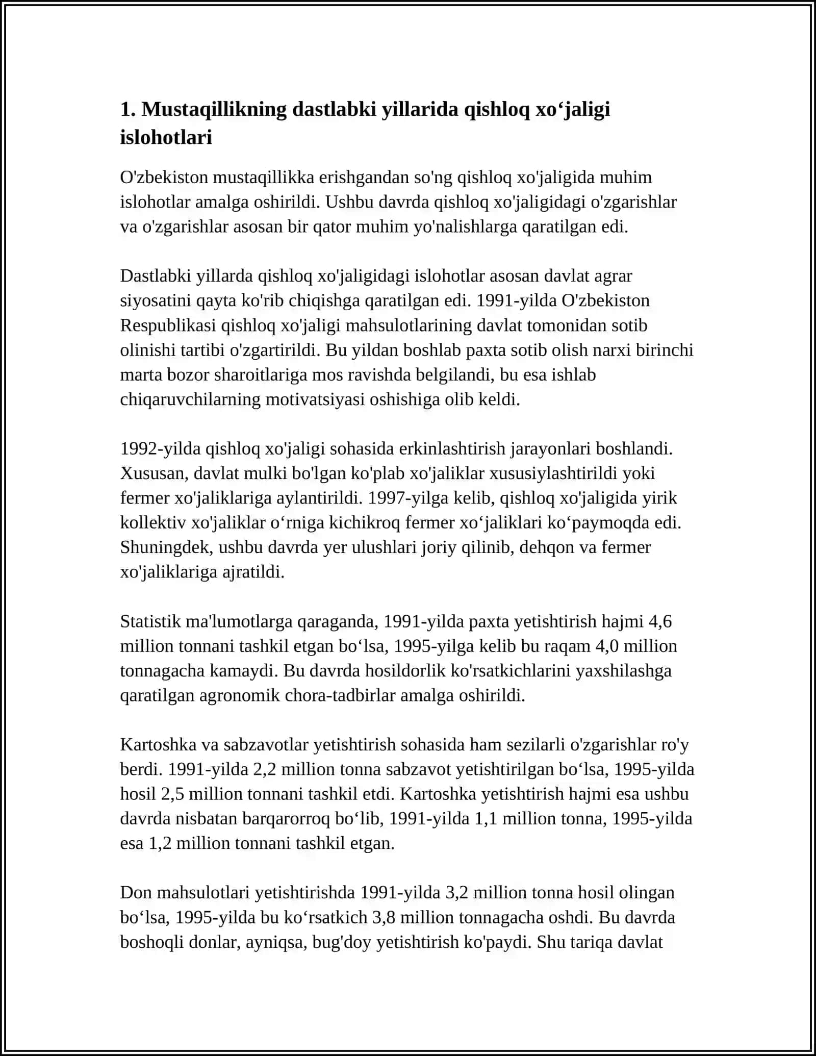 MUSTAQILLIK YILLARIDA QISHLOQ XOʻJALIGIDAGI VA SANOATDAGI OʻZGARISHLAR 3