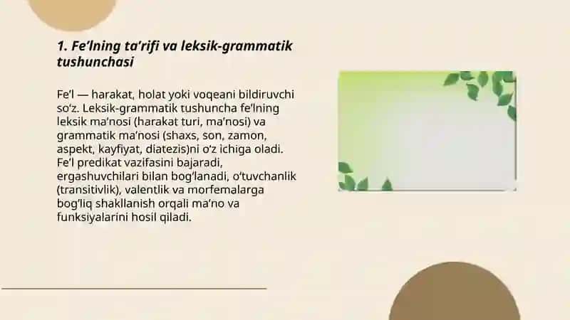Feʼlning taʼrifi va leksik grammatik xususiyatilari 3