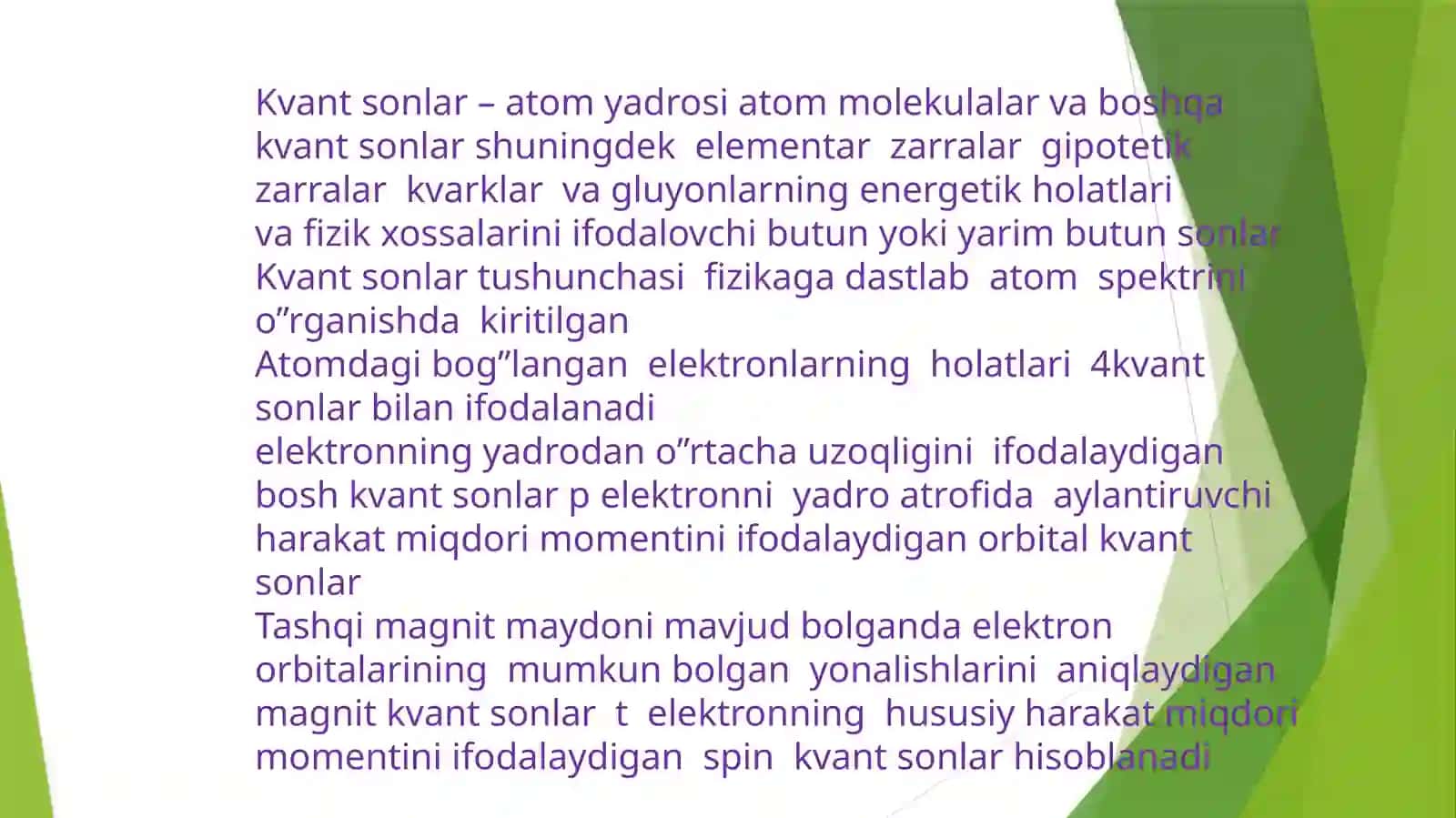 KVANT SONLAR PAULI PRINSIPI MENDELEVNING DAVRIY SISTEMASI 3