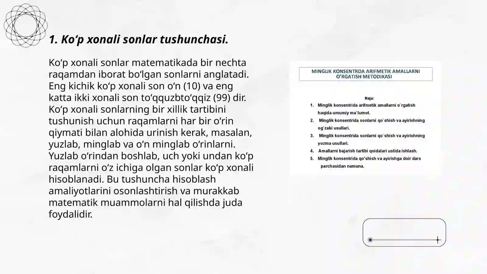 Koʻp xonali sonlar konsertrida arifmetik amallarni oʻrgatish metodikasi 3