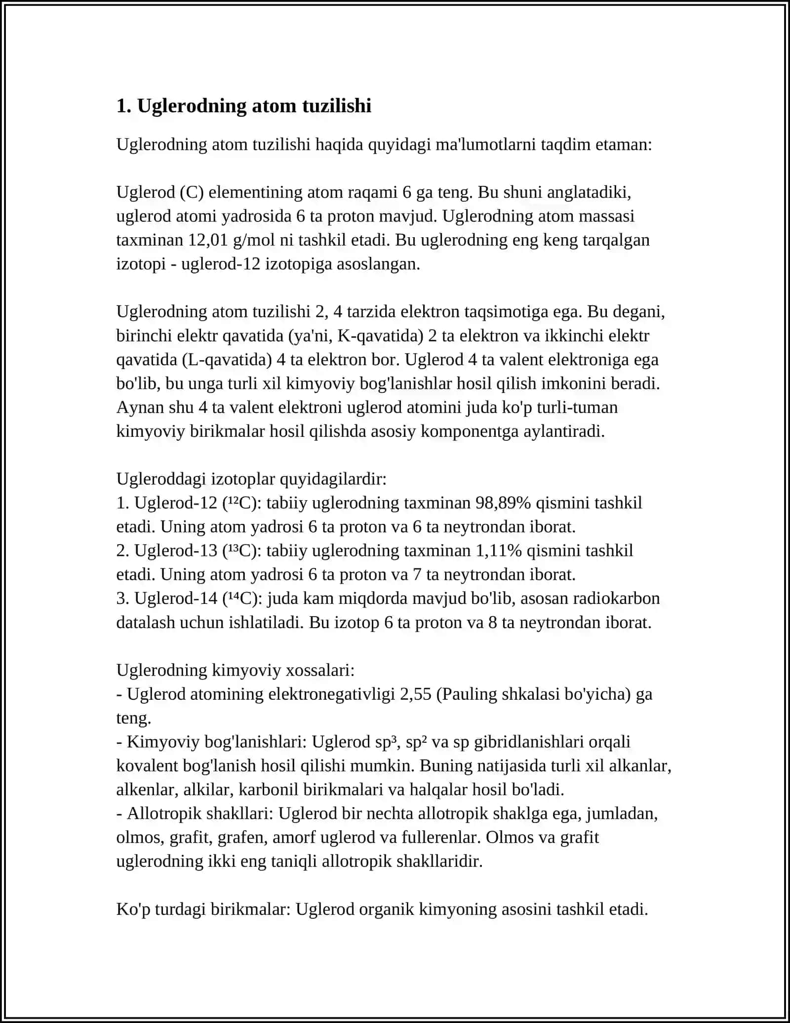 UGLEROD VA UNING ALLOTROPIK FORMULALARI 3