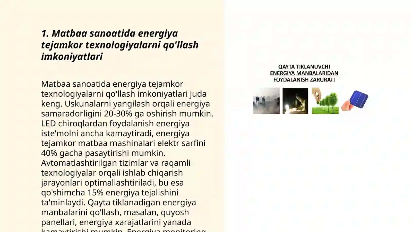 Matbaa sanoatida energiya tejamkor texnologiyalarni joriy etish imkoniyatlarni urganish va ularning samaradorligini baholash 3