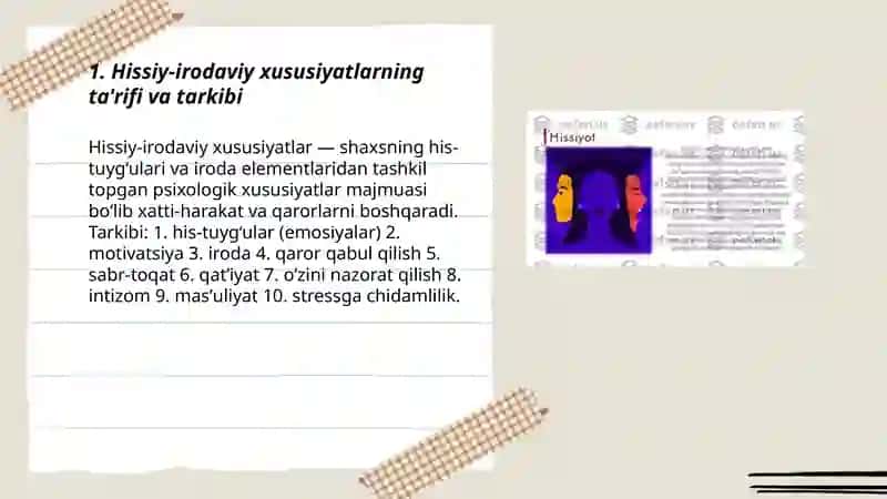 Hissiy-irodaviy xususiyatlar 3