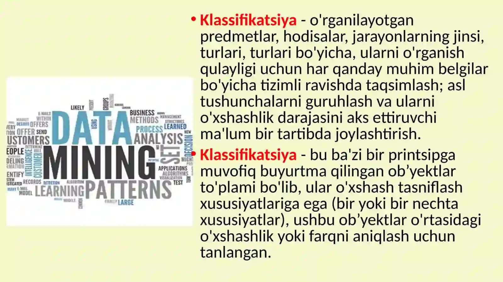 3-mavzu KLASSIFIKATSIYA VA KLASTERIZATSIYA 3