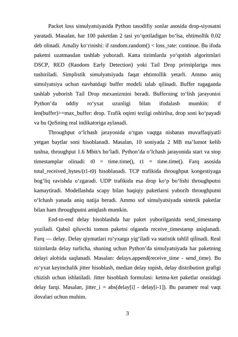 PYTHON’DA QOS (QUALITY OF SERVICE) SIMULYATSIYASI 3