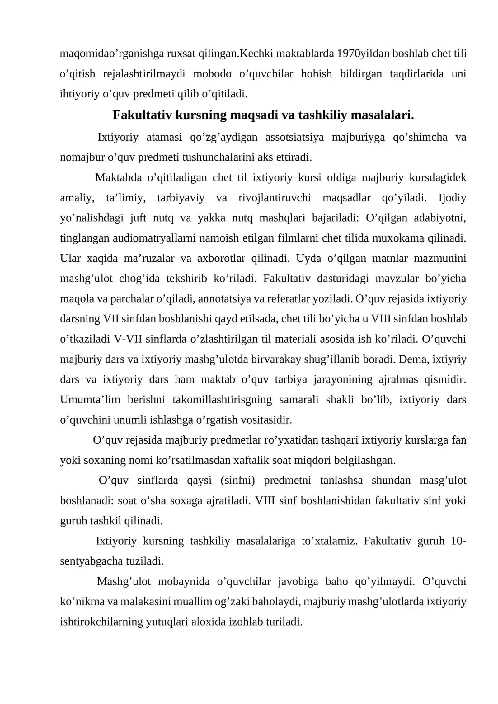 Chet tillaridan fakultativ mashg’ulotlari 3