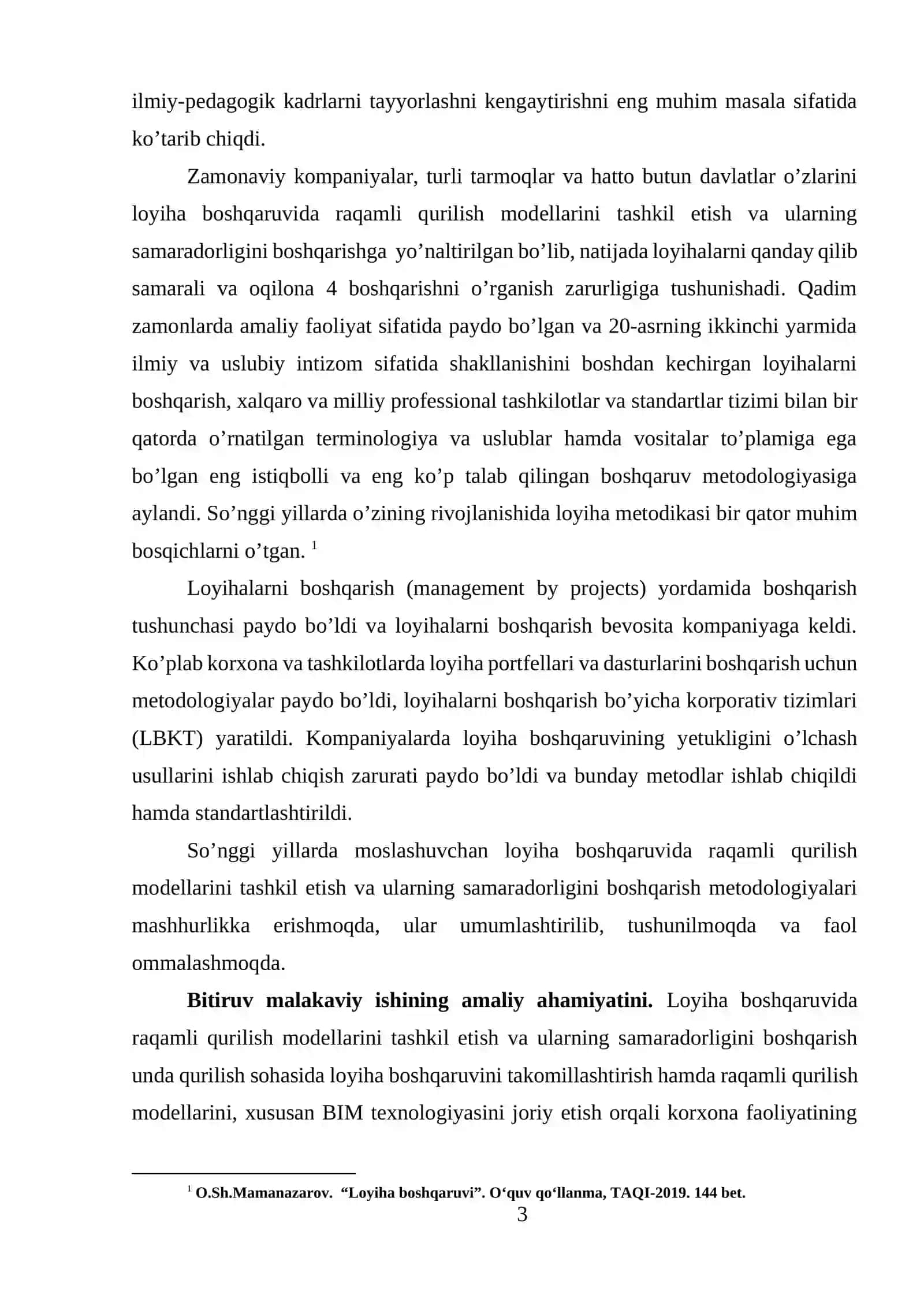 Loyiha boshqaruvida raqamli qurilish modellarini tashkil etish va ularning samaradorligini boshqarish (“TERMIZ TEMIR BETON SERVIS” MCHJ korxonasi misolida) 3