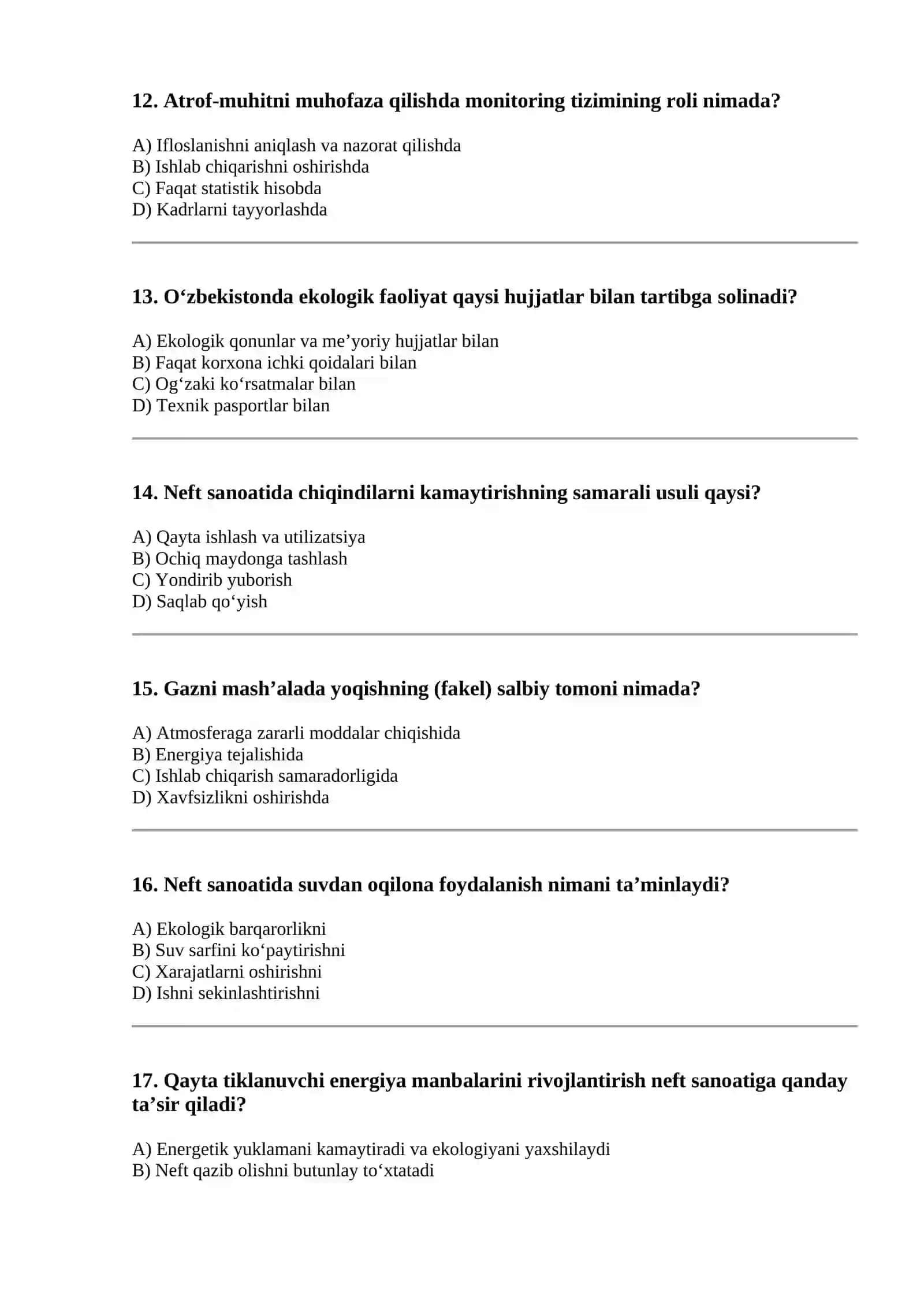 O'zbekistonda neft sanoatining rivojlanish istiqbollari. Artof muhitni muhofaza qilish 3