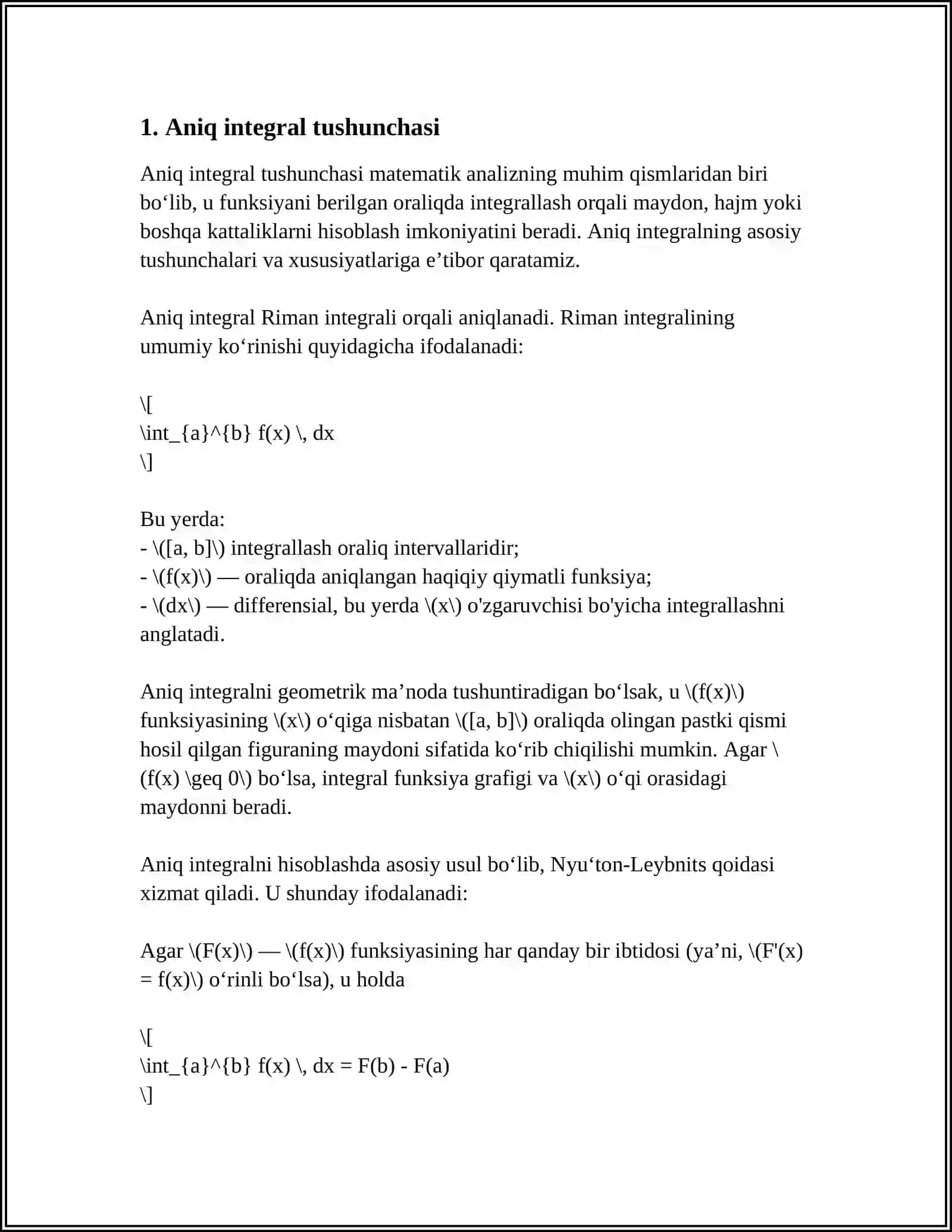 ANIQ INTEGRALNI TAQRIBIY HISOBLASH FORMULALARI 3