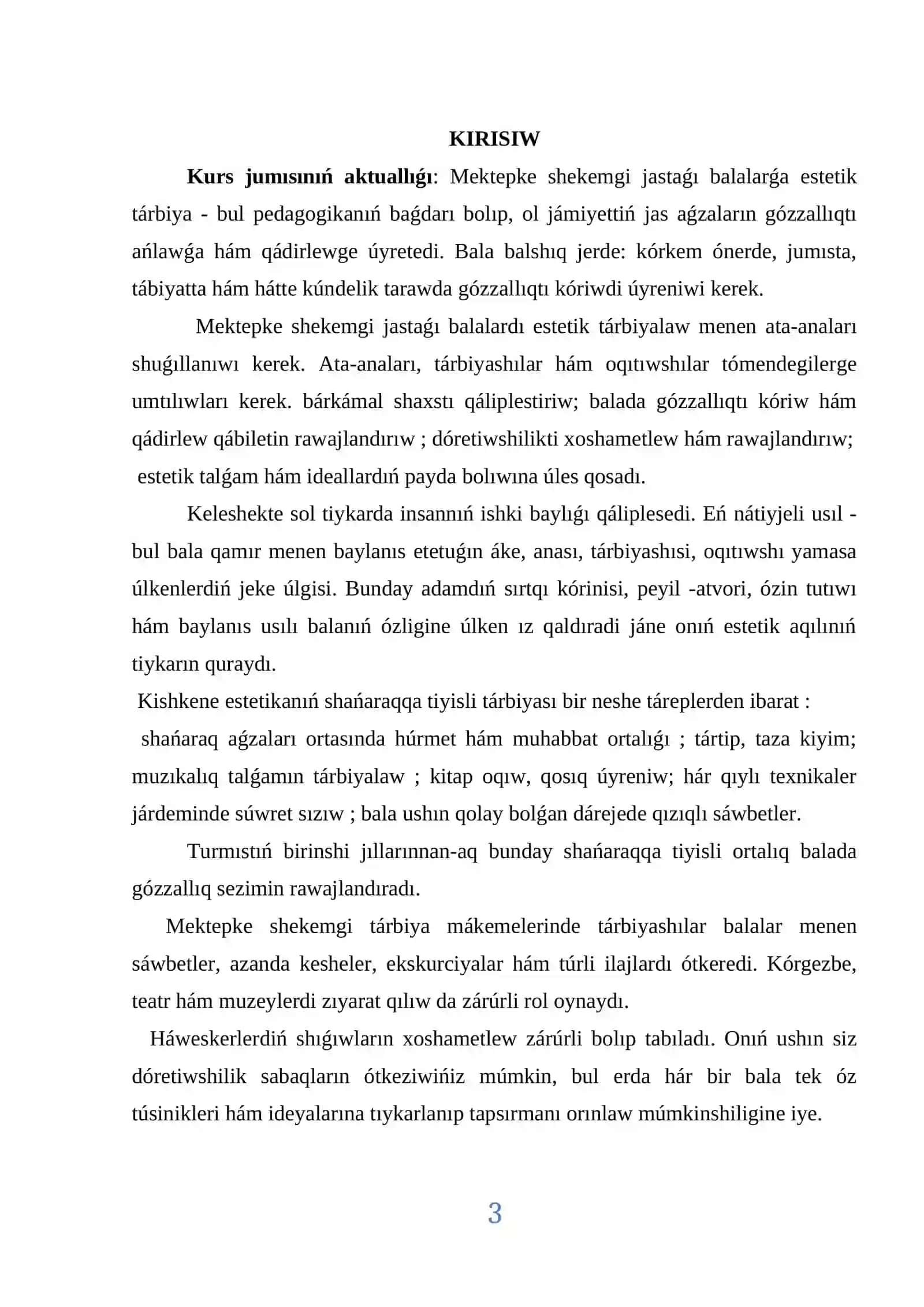 Mekepke shekemgi baslawısh shólkeminiń estetikalıq tárbiyası 3