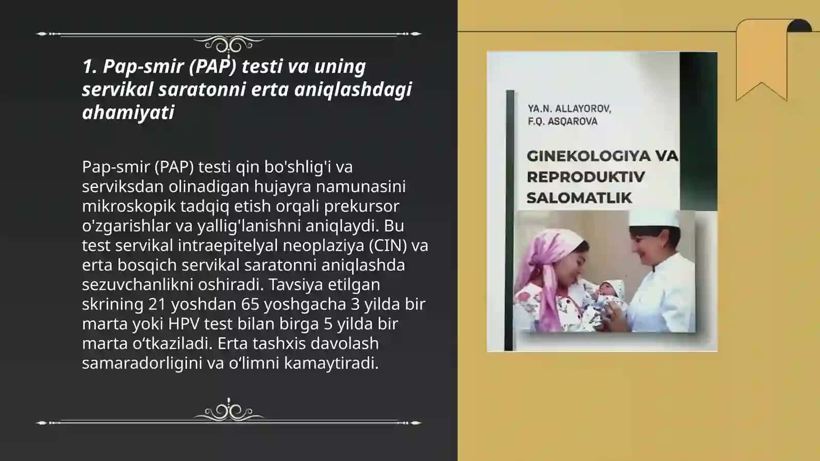 Ginekologik kasalliklarning erta tashxisiga profilaktik koʻriklarning ahamiyati 3