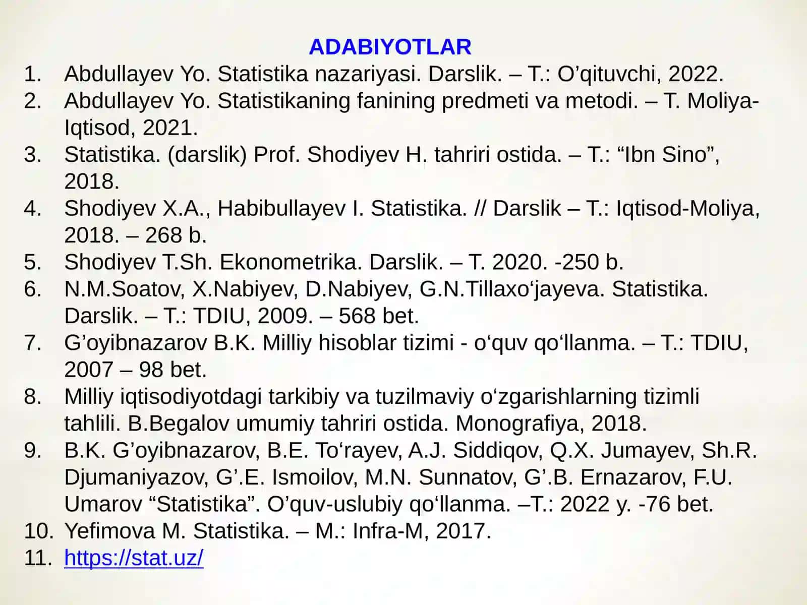 STATISTIKA FANINING PREDMETI, USLUBI VA STATISTIK KUZATISH USLUBIYATI 3